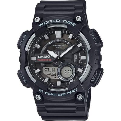 Casio - Men’s Analog-Digital Sport Watch with Dial - AEQ-110W-1AV - Black Casio - Men’s Analog-Digital Sport Watch with Dial - AEQ-110W-1AV - Black