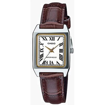 Casio - Women's Brown Analog Watch with White Dial - LTP-V007L-7B2UDF - Black Casio - Women's Brown Analog Watch with White Dial - LTP-V007L-7B2UDF - Black