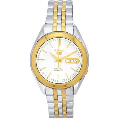 Seiko - 5 Two Tone Stainless Steel Dial Automatic SNKL24 SNKL24J1 SNKL24J Men's Watch - White Seiko - 5 Two Tone Stainless Steel Dial Automatic SNKL24 SNKL24J1 SNKL24J Men's Watch - White