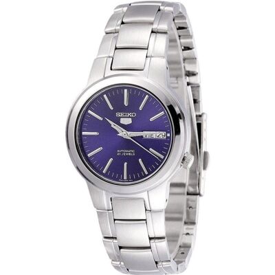 Seiko - 5 Automatic 21 Jewels SNKA05K1 Mens Watch Stainless Steel Blue Dial Day/Date Display 30M - Blue/Silver Seiko - 5 Automatic 21 Jewels SNKA05K1 Mens Watch Stainless Steel Blue Dial Day/Date Display 30M - Blue/Silver