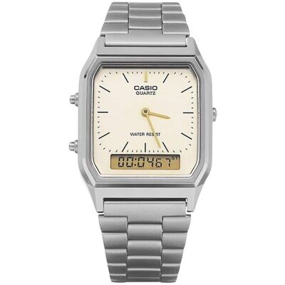 Casio - Vintage Analog Digital Gray Ion Plated Quartz AQ-230GG-9A Men's Watch - Silver Casio - Vintage Analog Digital Gray Ion Plated Quartz AQ-230GG-9A Men's Watch - Silver