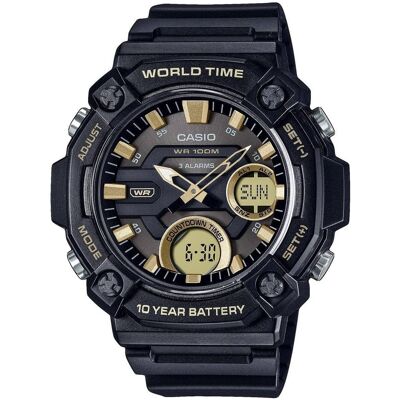 Casio - World Time Analog Digital Quartz AEQ-120W-9AV Mens Watch Alarms Timer Stopwatch Resin Dial - Black Casio - World Time Analog Digital Quartz AEQ-120W-9AV Mens Watch Alarms Timer Stopwatch Resin Dial - Black