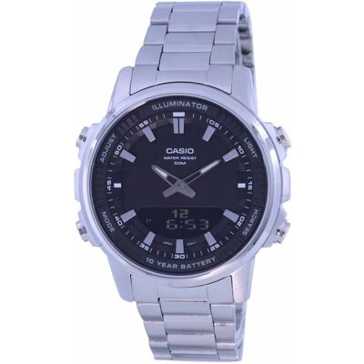 Casio - Enticer Illuminator World Time Telememo Alarm Timer Analog Digital AMW-880D-1A Mens Watch 50M - Silver/Black Casio - Enticer Illuminator World Time Telememo Alarm Timer Analog Digital AMW-880D-1A Mens Watch 50M - Silver/Black