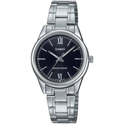 Casio - Women’s -Tone Analog Watch with Black Dial - LTP-V005D-1B2UDF - Silver Casio - Women’s -Tone Analog Watch with Black Dial - LTP-V005D-1B2UDF - Silver