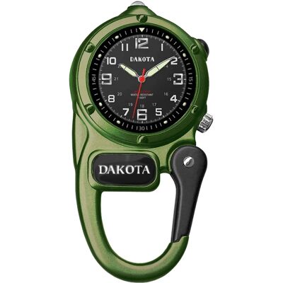 Product image Dakota Mini Clip Microlight Pocket Watch with White Flashlight – Swiss Army Style Mini Clip Watch & Army G - Army Green Product image Dakota Mini Clip Microlight Pocket Watch with White Flashlight – Swiss Army Style Mini Clip Watch & Army G - Army Green
