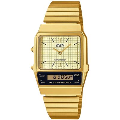 Casio - Vintage Analog Digital Gold Ion Plated Stainless Steel Dial Quartz AQ-800EG-9A Unisex Watch - Beige Casio - Vintage Analog Digital Gold Ion Plated Stainless Steel Dial Quartz AQ-800EG-9A Unisex Watch - Beige