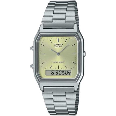 Casio - Vintage Analog Digital Quartz AQ-230A-9AMQY Light Champagne Dial Unisex Watch - Champagne, Silver Casio - Vintage Analog Digital Quartz AQ-230A-9AMQY Light Champagne Dial Unisex Watch - Champagne, Silver