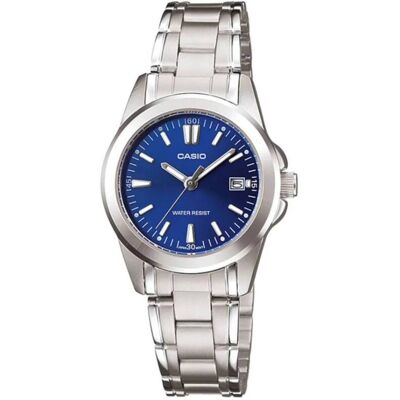 Casio - Women’s Blue Dial Analog Watch with Stainless Steel Bracelet - LTP-1215A-2A2D - Silver Casio - Women’s Blue Dial Analog Watch with Stainless Steel Bracelet - LTP-1215A-2A2D - Silver