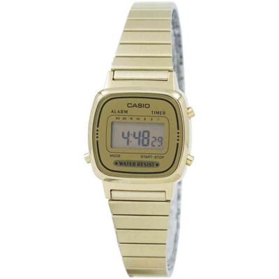 Casio - Digital Stainless Steel Alarm Timer LA670WGA-9DF LA670WGA-9 Women's Watch - Golden Casio - Digital Stainless Steel Alarm Timer LA670WGA-9DF LA670WGA-9 Women's Watch - Golden