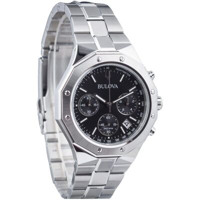 Bulova - Classic Precisionist Octagon Chronograph Tachymeter Stainless Steel Black Dial Quartz 8 Jewels 96B410 Mens Watch - Silver/Black Bulova - Classic Precisionist Octagon Chronograph Tachymeter Stainless Steel Black Dial Quartz 8 Jewels 96B410 Mens Watch - Silver/Black