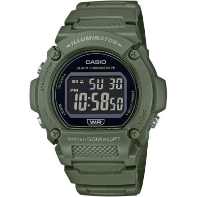 Casio - Men's Classic Digital Watch with Black Dial - W-219HC-3BVCF - Green Casio - Men's Classic Digital Watch with Black Dial - W-219HC-3BVCF - Green