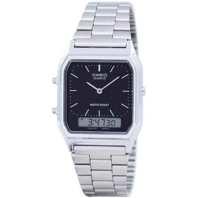 Casio - Quartz Analog Digital AQ-230A-1DHDF Unisex Watch Dual Time Alarm Stopwatch - Silver Casio - Quartz Analog Digital AQ-230A-1DHDF Unisex Watch Dual Time Alarm Stopwatch - Silver