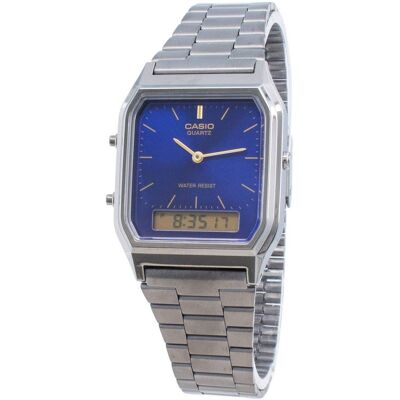 Casio - Quartz AQ-230GG-2A Dual Time Unisex Watch Alarm Stopwatch Analog Digital Display Dial - Blue Casio - Quartz AQ-230GG-2A Dual Time Unisex Watch Alarm Stopwatch Analog Digital Display Dial - Blue