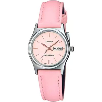 Casio - Women’s Leather Strap Watch Dial - LTP-V006L-4BUDF - Pink Casio - Women’s Leather Strap Watch Dial - LTP-V006L-4BUDF - Pink