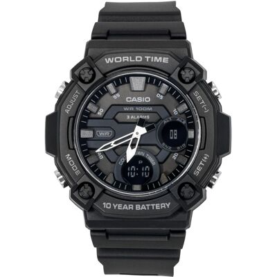Casio - Standard Analog Digital Resin Strap Grey Dial Quartz AEQ-120W-1BV 100M Men's Watch - Black Casio - Standard Analog Digital Resin Strap Grey Dial Quartz AEQ-120W-1BV 100M Men's Watch - Black