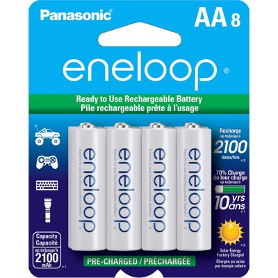 Panasonic - eneloop AA 8 Pk Rechargeable Batteries Panasonic - eneloop AA 8 Pk Rechargeable Batteries