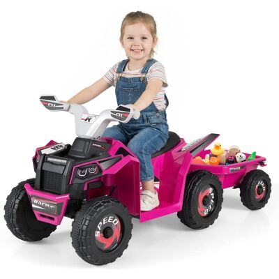 Gymax - Kids Electric ATV Car 6V Battery-Powered Ride on Toy w/Removable Back Trailer - Red Gymax - Kids Electric ATV Car 6V Battery-Powered Ride on Toy w/Removable Back Trailer - Red