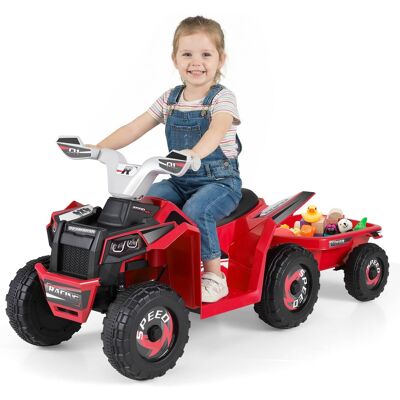 Gymax - 6V Kids Electric ATV Car Battery-Powered Ride on Toy w/Removable Back Trailer - Red Gymax - 6V Kids Electric ATV Car Battery-Powered Ride on Toy w/Removable Back Trailer - Red
