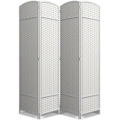 Sorbus - 4 Panel Room Divider - Privacy Screen, Extra Wide Double Hinged Panels Mesh Hand-Woven Design 64 in. W × 69 in. H - White Sorbus - 4 Panel Room Divider - Privacy Screen, Extra Wide Double Hinged Panels Mesh Hand-Woven Design 64 in. W × 69 in. H - White