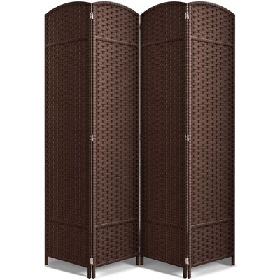 Sorbus - 4 Panel Room Divider - Privacy Screen, Extra Wide Double Hinged Panels Mesh Hand-Woven Design 64 in. W × 69 in. H - Chocolate Sorbus - 4 Panel Room Divider - Privacy Screen, Extra Wide Double Hinged Panels Mesh Hand-Woven Design 64 in. W × 69 in. H - Chocolate