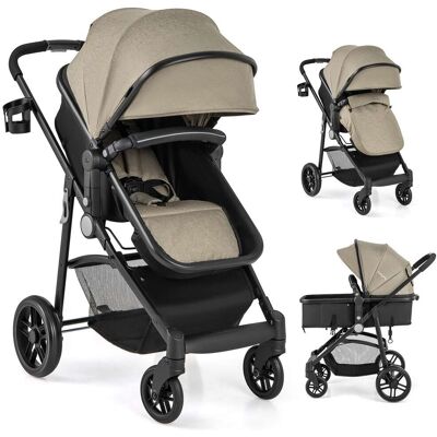 Costway - 2 in 1 Foldable Baby Stroller Kids Travel Newborn Infant Buggy Pushchair 22 lbs - Coffee Costway - 2 in 1 Foldable Baby Stroller Kids Travel Newborn Infant Buggy Pushchair 22 lbs - Coffee