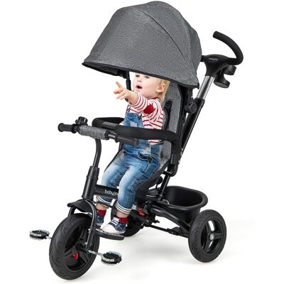 Gymax - 4-in-1 Baby Tricycle Toddler Trike w/ Reversible Seat Canopy & Push Handle - Gray Gymax - 4-in-1 Baby Tricycle Toddler Trike w/ Reversible Seat Canopy & Push Handle - Gray