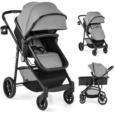 Costway - 2 in 1 Foldable Baby Stroller Kids Travel Newborn Infant Buggy Pushchair 22 lbs - Gray Costway - 2 in 1 Foldable Baby Stroller Kids Travel Newborn Infant Buggy Pushchair 22 lbs - Gray