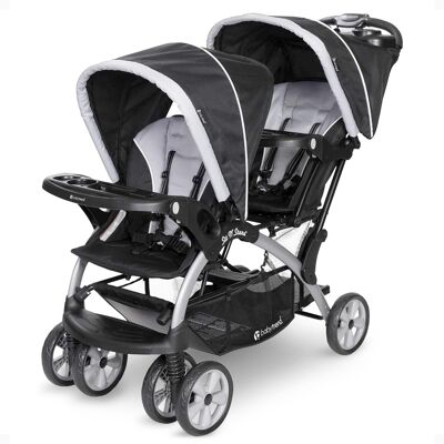 Baby Trend - Sit N' Stand Easy Fold Travel Toddler & Baby Double Stroller, Stormy Baby Trend - Sit N' Stand Easy Fold Travel Toddler & Baby Double Stroller, Stormy