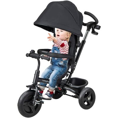 Gymax - 4-in-1 Baby Tricycle Toddler Trike w/ Reversible Seat Canopy & Push Handle - Black Gymax - 4-in-1 Baby Tricycle Toddler Trike w/ Reversible Seat Canopy & Push Handle - Black