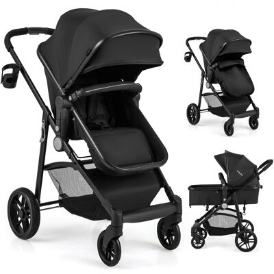 Costway - 2 in 1 Foldable Baby Stroller Kids Travel Newborn Infant Buggy Pushchair 22 lbs - Black Costway - 2 in 1 Foldable Baby Stroller Kids Travel Newborn Infant Buggy Pushchair 22 lbs - Black