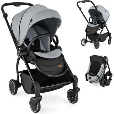 Costway - Baby Stroller Foldable Infant Pram Stroller with Reclining Backrest Handle - Gray Costway - Baby Stroller Foldable Infant Pram Stroller with Reclining Backrest Handle - Gray