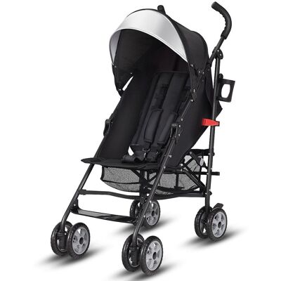 Costway - Folding Lightweight Baby Toddler Umbrella Travel Stroller with Storage Basket - Black Costway - Folding Lightweight Baby Toddler Umbrella Travel Stroller with Storage Basket - Black