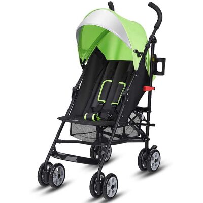 Costway - Folding Lightweight Baby Toddler Umbrella Travel Stroller with Storage Basket - Green Costway - Folding Lightweight Baby Toddler Umbrella Travel Stroller with Storage Basket - Green