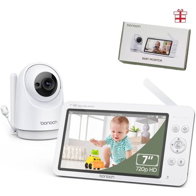 bonoch - MegaView 7" 720P Baby Monitor with Video Camera and Audio No Wi-Fi 6000mAh Battery VOX Mode Auto Night Vision - White bonoch - MegaView 7" 720P Baby Monitor with Video Camera and Audio No Wi-Fi 6000mAh Battery VOX Mode Auto Night Vision - White