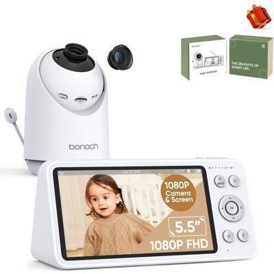 bonoch - 1080P Video Audio Baby Monitor LCD Camera Local Storage+Playback Motion&Sound Detection No WiFi Additional 110° L - White bonoch - 1080P Video Audio Baby Monitor LCD Camera Local Storage+Playback Motion&Sound Detection No WiFi Additional 110° L - White