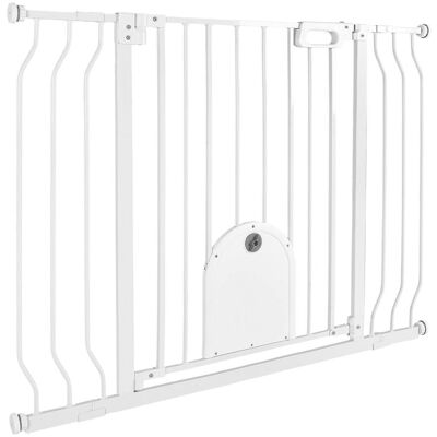 VEVOR - Baby Gate for Stairs, 29.5-43 in Adjustable Width, Baby Gate with Adjustable Cat Door, with Pressure Mount Kit - White VEVOR - Baby Gate for Stairs, 29.5-43 in Adjustable Width, Baby Gate with Adjustable Cat Door, with Pressure Mount Kit - White
