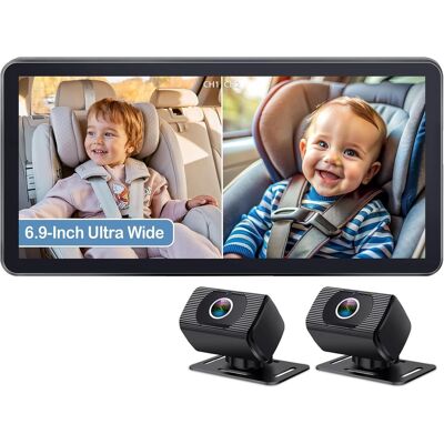 PRIMEPLUS - 2-Kids Baby Car Camera - Dual 1080P HD Monitor with 6.9" Ultrawide Display, USB Powered, 940nm No-Light Night Vision PRIMEPLUS - 2-Kids Baby Car Camera - Dual 1080P HD Monitor with 6.9" Ultrawide Display, USB Powered, 940nm No-Light Night Vision