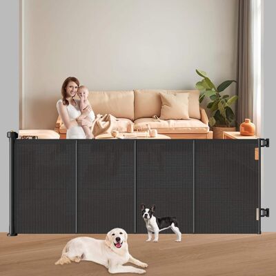 Pawtners - 41" Tall Extra Wide Retractable Gate for Babies & Dogs, Indoor Outdoor Safety Barrier for Doors & Hallways - Black Pawtners - 41" Tall Extra Wide Retractable Gate for Babies & Dogs, Indoor Outdoor Safety Barrier for Doors & Hallways - Black