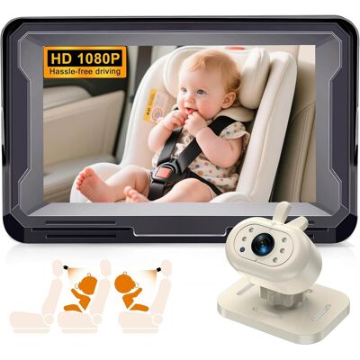 PRIMEPLUS - Baby Car Camera 1080P HD Plug-Play Monitor, 4.3" IPS Display, 150° Wide-Angle, Infrared Night Vision, Rabbit Design - Beige PRIMEPLUS - Baby Car Camera 1080P HD Plug-Play Monitor, 4.3" IPS Display, 150° Wide-Angle, Infrared Night Vision, Rabbit Design - Beige
