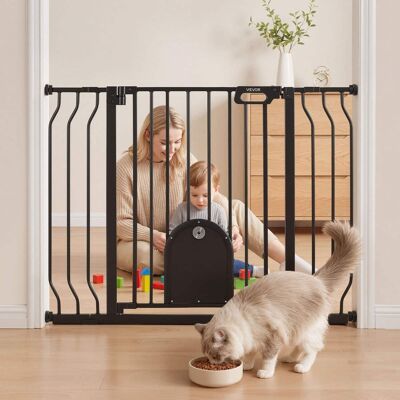 VEVOR - Baby Gate for Stairs, 29.5-43 in Adjustable Width, Baby Gate with Adjustable Cat Door, with Pressure Mount Kit - Black VEVOR - Baby Gate for Stairs, 29.5-43 in Adjustable Width, Baby Gate with Adjustable Cat Door, with Pressure Mount Kit - Black
