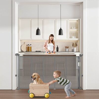 VEVOR - Retractable Baby Gate, 34 inch Tall, Extends up to 55 inch Wide, Retractable Gate for Kids or Pets, Mesh Material VEVOR - Retractable Baby Gate, 34 inch Tall, Extends up to 55 inch Wide, Retractable Gate for Kids or Pets, Mesh Material