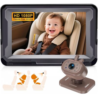 PRIMEPLUS - Baby Car Camera 1080P HD Plug-Play Monitor, 4.3" IPS Display, 150° Wide-Angle, Infrared Night Vision, Rabbit Design - Brown PRIMEPLUS - Baby Car Camera 1080P HD Plug-Play Monitor, 4.3" IPS Display, 150° Wide-Angle, Infrared Night Vision, Rabbit Design - Brown