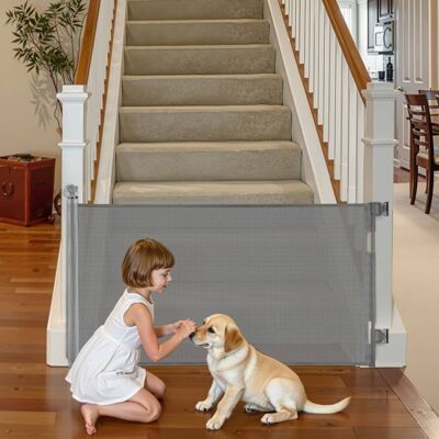 VEVOR - Retractable Baby Gate, Extends to 56.3 inch Wide, 31.3 inch Tall, with Security Lock, Easy to Use VEVOR - Retractable Baby Gate, Extends to 56.3 inch Wide, 31.3 inch Tall, with Security Lock, Easy to Use