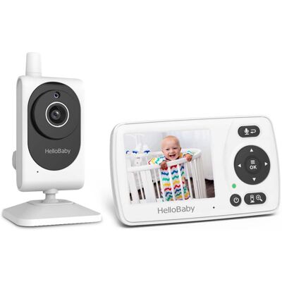 HelloBaby - HB2530 Video Baby Monitor with Camera and Audio, 1000ft Range, Night Vision, VOX Mode, 2.4" LCD - White HelloBaby - HB2530 Video Baby Monitor with Camera and Audio, 1000ft Range, Night Vision, VOX Mode, 2.4" LCD - White