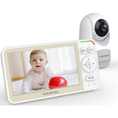 HelloBaby - HB6256 Video Baby Monitor with Remote Pan-Tilt-Zoom, 1000ft Range, 5.0" LCD, Night Vision - White HelloBaby - HB6256 Video Baby Monitor with Remote Pan-Tilt-Zoom, 1000ft Range, 5.0" LCD, Night Vision - White