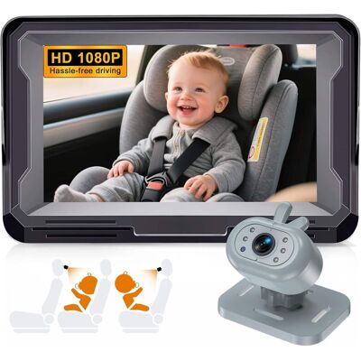 PRIMEPLUS - Baby Car Camera 1080P HD Plug-Play Monitor, 4.3" IPS Display, 150° Wide-Angle, Infrared Night Vision, Rabbit Design - Gray PRIMEPLUS - Baby Car Camera 1080P HD Plug-Play Monitor, 4.3" IPS Display, 150° Wide-Angle, Infrared Night Vision, Rabbit Design - Gray