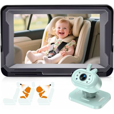 PRIMEPLUS - Baby Car Camera 1080P HD Plug-Play Monitor, 4.3" IPS Display, 150° Wide-Angle, Infrared Night Vision, Rabbit Design - Green PRIMEPLUS - Baby Car Camera 1080P HD Plug-Play Monitor, 4.3" IPS Display, 150° Wide-Angle, Infrared Night Vision, Rabbit Design - Green