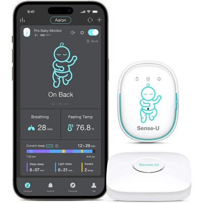 Sense-U - Pro Baby Monitor (Long Range): Tracks Abdominal Movement, Rollover and Sleeping Position - White Sense-U - Pro Baby Monitor (Long Range): Tracks Abdominal Movement, Rollover and Sleeping Position - White