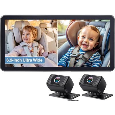 PRIMEPLUS - 2-Kids Baby Car Camera - Dual 1080P HD Monitor with 6.9" Ultrawide Display, USB Powered, 940nm No-Light Night Vision PRIMEPLUS - 2-Kids Baby Car Camera - Dual 1080P HD Monitor with 6.9" Ultrawide Display, USB Powered, 940nm No-Light Night Vision