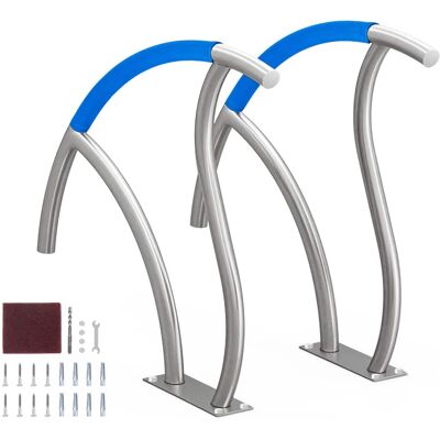 VEVOR - Pool Handrail, 2 PCS 30x30 in Pool Railing, Stainless Steel with Base Plate ,Swimming Pool Safety Railing for Decks - Silver,Blue VEVOR - Pool Handrail, 2 PCS 30x30 in Pool Railing, Stainless Steel with Base Plate ,Swimming Pool Safety Railing for Decks - Silver,Blue